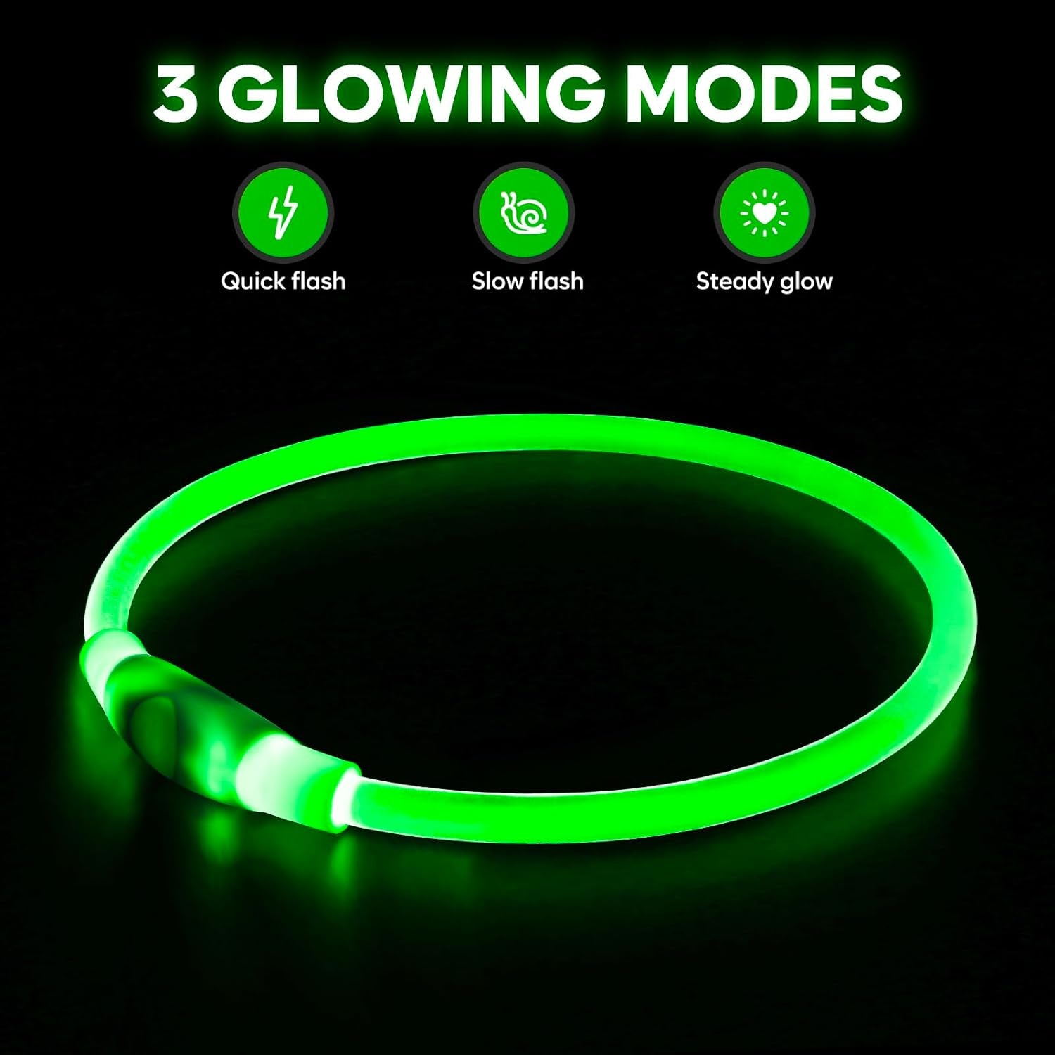 LED Dog Collar - USB Rechargeable Light up Dog Collars Glow in the Dark - Waterproof LED Dog Necklace Light for Night Walking (Green)