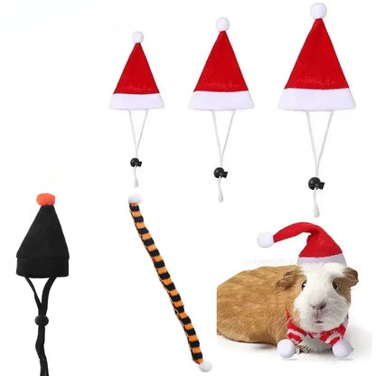 Hamster Christmas Halloween Costume Guinea Pig Small Pet Hat Scarf Headwear Pet Outfits for Chinchilla Rabbit Bunny Accessories