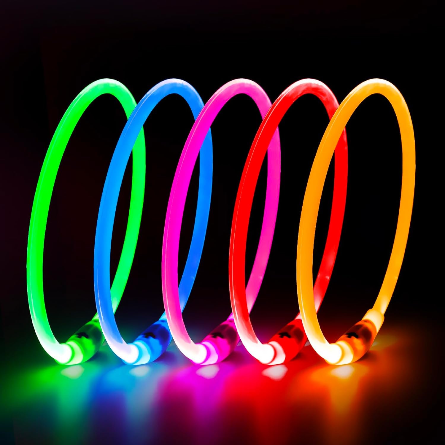 LED Dog Collar - USB Rechargeable Light up Dog Collars Glow in the Dark - Waterproof LED Dog Necklace Light for Night Walking (Green)