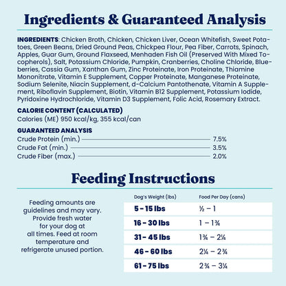 Weight Management Dog Food - Fit & Fabulous Wet Grain Free Dog Food Made with Real Chicken, Sweet Potato and Green Bean - for Weight Control and Dogs with Sensitive Stomachs