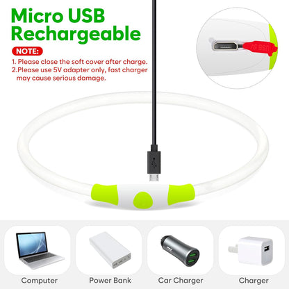 LED Dog Collar - USB Rechargeable Light up Dog Collars Glow in the Dark - Waterproof LED Dog Necklace Light for Night Walking (Green)