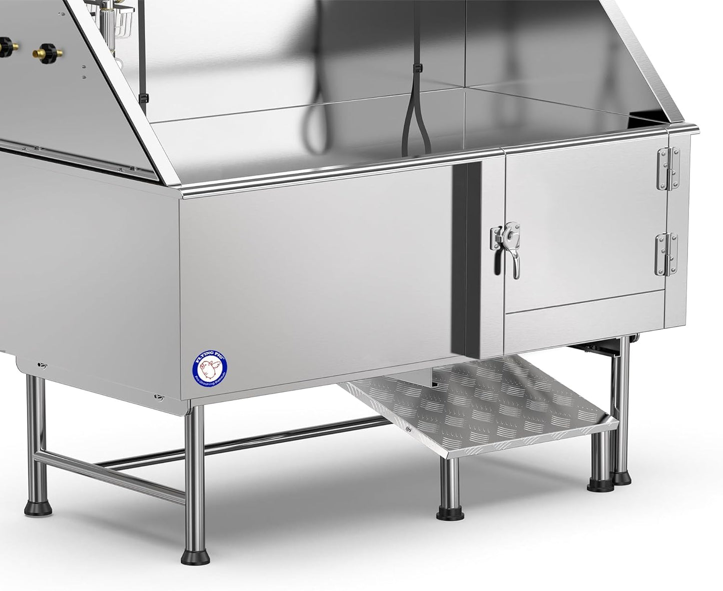 62" Stainless Steel Pet Dog Bath Tub with Faucet (Right Door/Left Drain), 62 X 27 X 58