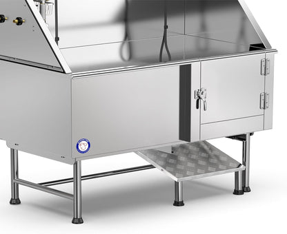 62" Stainless Steel Pet Dog Bath Tub with Faucet (Right Door/Left Drain), 62 X 27 X 58