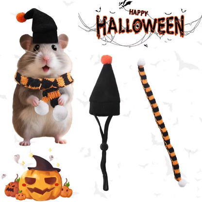 Hamster Christmas Halloween Costume Guinea Pig Small Pet Hat Scarf Headwear Pet Outfits for Chinchilla Rabbit Bunny Accessories