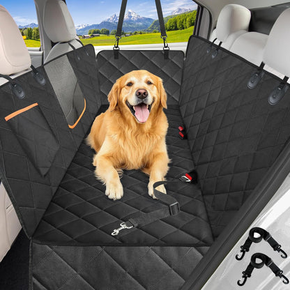 Dog Car Seat Cover for Back Seat,600D Heavy Duty Dog Hammock for Car with Side Flap,100% Waterproof Pet Backseat Cover, Anti-Scratch Nonslip Pet Seat Protector for Cars Trucks and SUV