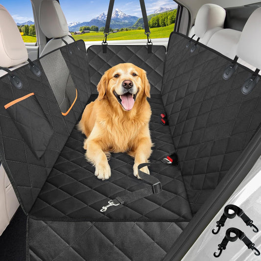 Dog Car Seat Cover for Back Seat,600D Heavy Duty Dog Hammock for Car with Side Flap,100% Waterproof Pet Backseat Cover, Anti-Scratch Nonslip Pet Seat Protector for Cars Trucks and SUV